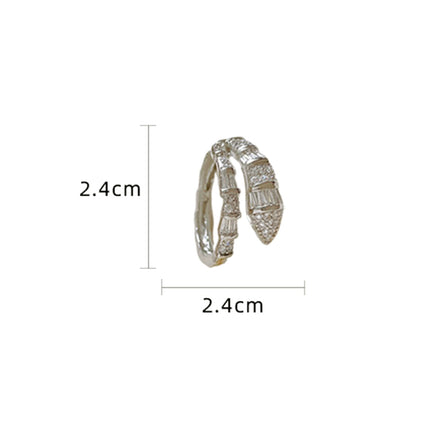 Anillo Ajustable Con Diseño De Serpiente Con Incrustación De Zirconia De Cobre