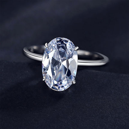 Anillo Con Diseño Diamante Simulado Oval De Plata S925