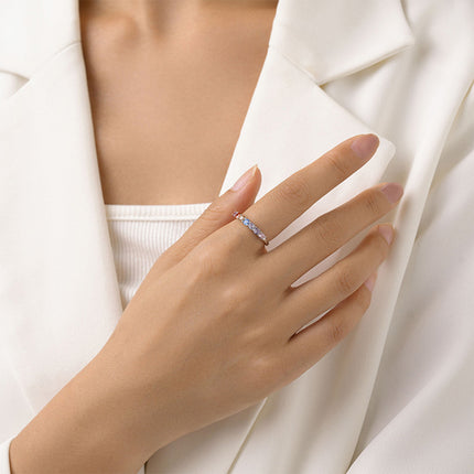 Anillo Con Diseño Lujoso De Diamantes Estilo Apilado De Plata 925