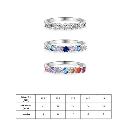 Anillo Con Diseño Lujoso De Diamantes Estilo Apilado De Plata 925