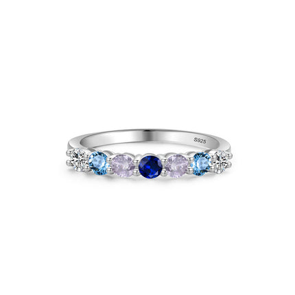 Anillo Con Diseño Lujoso De Diamantes Estilo Apilado De Plata 925