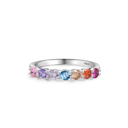 Anillo Con Diseño Lujoso De Diamantes Estilo Apilado De Plata 925