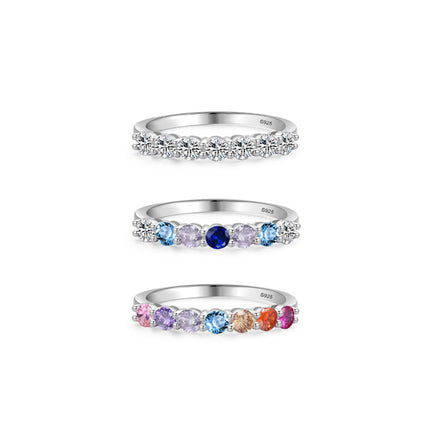 Anillo Con Diseño Lujoso De Diamantes Estilo Apilado De Plata 925