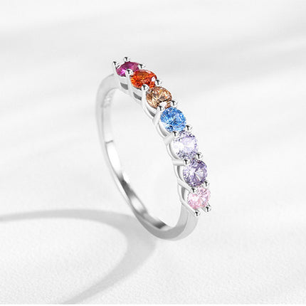 Anillo Con Diseño Lujoso De Diamantes Estilo Apilado De Plata 925