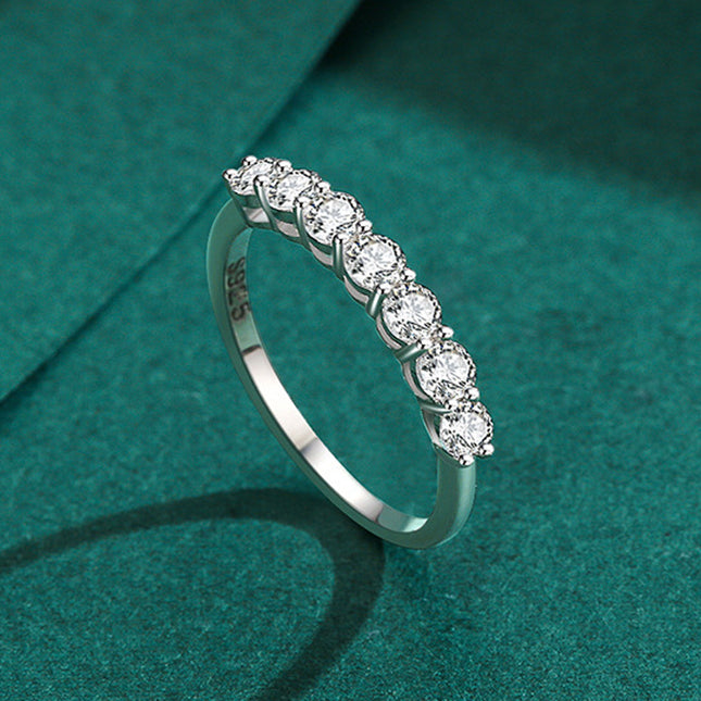 Anillo Con Diseño Lujoso De Diamantes Estilo Apilado De Plata 925