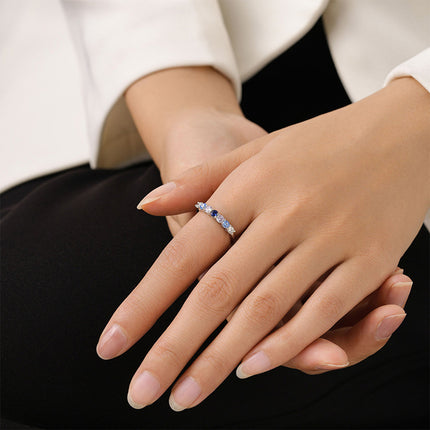 Anillo Con Diseño Lujoso De Diamantes Estilo Apilado De Plata 925