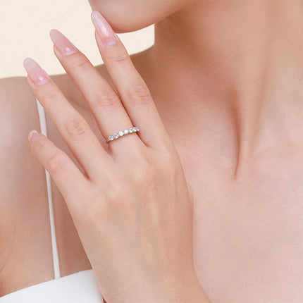 Anillo Con Diseño Lujoso De Diamantes Estilo Apilado De Plata 925