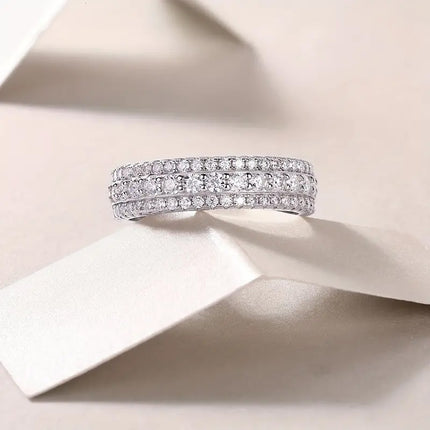 Anillo Con Diseño Geométrico con Zirconia Y Diamantes  De Cobre ,Estilo Moda