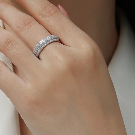 Anillo Con Diseño Geométrico con Zirconia Y Diamantes  De Cobre ,Estilo Moda