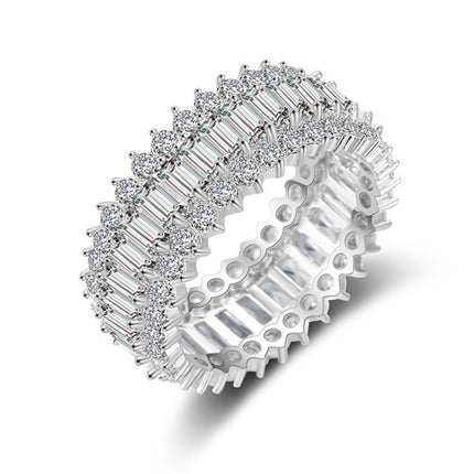 Anillo Con Diseño Redondo De Moda Con Zirconia Cúbica Completa De Cobre