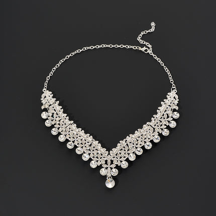 Conjunto De Collar Y Aretes Corona De Boda, Joyería De Aleación