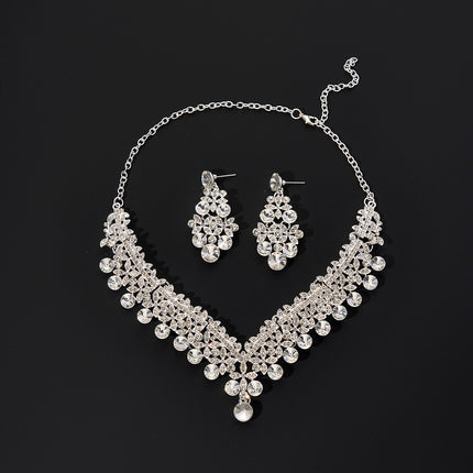 Conjunto De Collar Y Aretes Corona De Boda, Joyería De Aleación