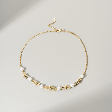 Collar De Perlas Con Hebilla De Herradura En Forma De U De Lujo Leve De Moda