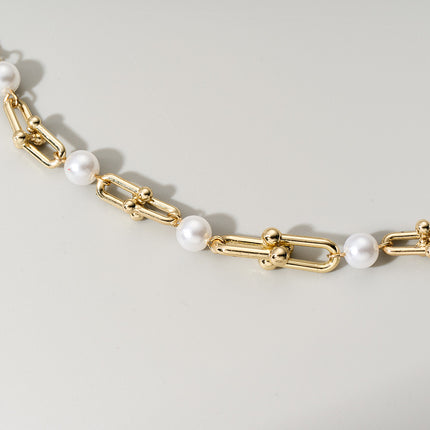 Collar De Perlas Con Hebilla De Herradura En Forma De U De Lujo Leve De Moda