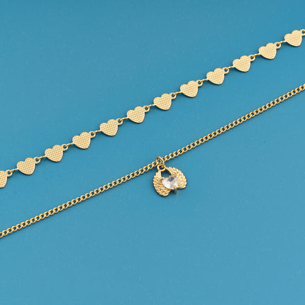 Collar Con Colgante De Plumas En Forma De Corazón De Doble Capa De Lujo Leve A La Moda
