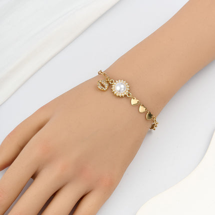 Pulsera De Cadena Con Colgante De Labios Y Perla Artificial Para Mujer