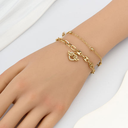 Pulsera Con Colgante De Corazón Y Cadena De Anillos Y Nariz De Cerdo