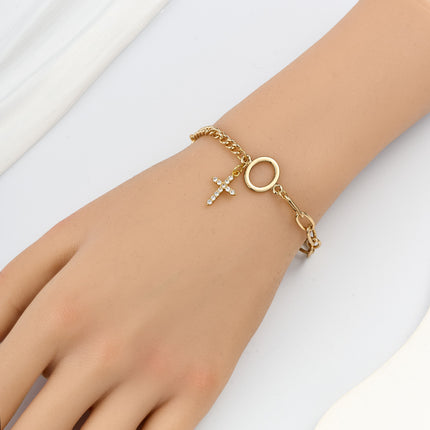 Pulsera De Cadena Minimalista Con Anillo, Estilo Moderno Y Chic