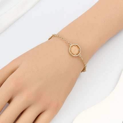 Pulsera De Cadena Con Cuentas Planas En Color Champán Elegante Para Mujer
