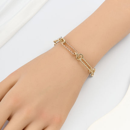 Pulsera Con Cadena De Rectángulos En Cobre, Diseño Elegante Para Mujer