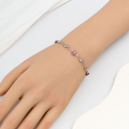 Pulsera De Acero Inoxidable Con Piedras De Arena Dorada Colorido