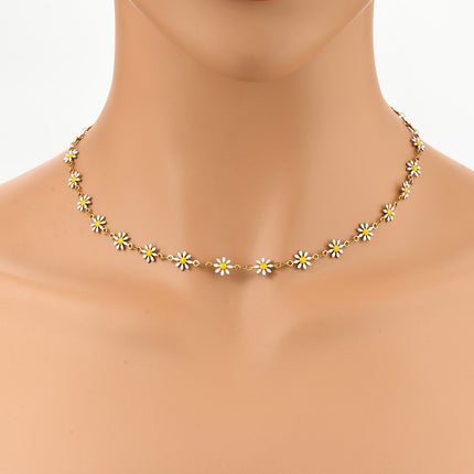 Collar De Margaritas De Cadena De Acero Inoxidable De Estilo Étnico De Moda