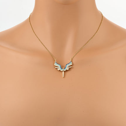 Collar Elegante De Acero Inoxidable De Moda Con Colgante De Alas De Ángel Para Mujer Casual