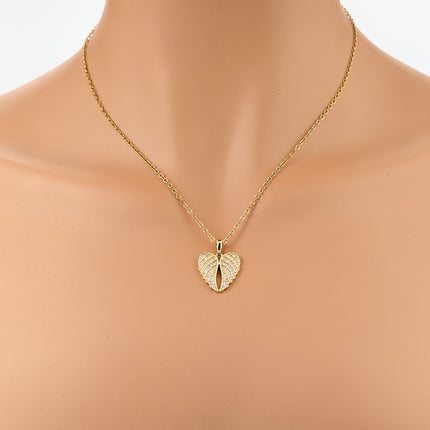 Collar Con Colgante De Corazón De Diamantes De Imitación De Dos Pétalos Casual Para Mujer