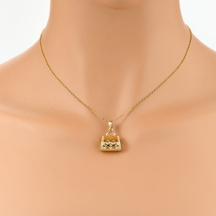 Collar Chic Con Colgante De Bolso Pequeño De Acero Inoxidable De Moda