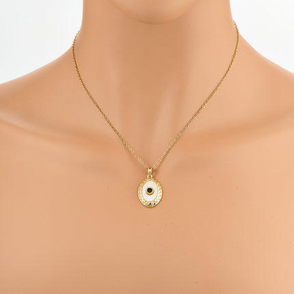 Collar Con Colgante De Ojo De Diablo De Acero Inoxidable Con Diamantes De Imitación De Moda