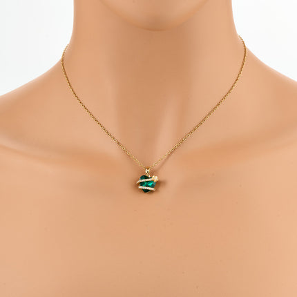 Collar Con Colgante De Corazón De Circón Verde De Acero Inoxidable De Lujo Ligero De Moda