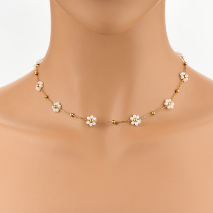 Collar De Estilo Étnico De Matricaria Transparente De Moda Fresca Para Mujer Con Bolas
