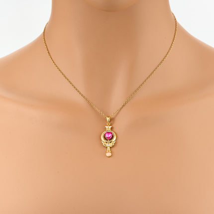 Collar De Cobre Con Colgante De Varita Mágica Con Diamante De Corazón Rosada De Estilo Infantil
