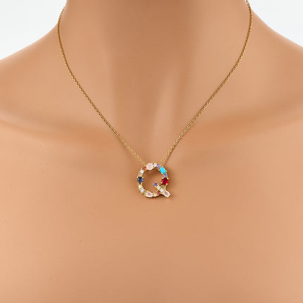 Collar Colorido Con Colgante De Letra De Diamante De Imitación Casual