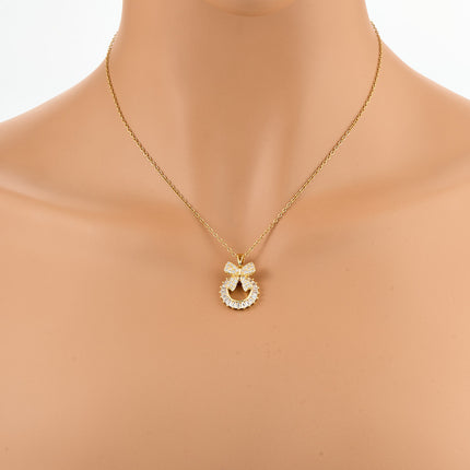 Collar De Moda Con Colgante De Guirnalda De Lazo De Acero Inoxidable De Estilo Palaciego
