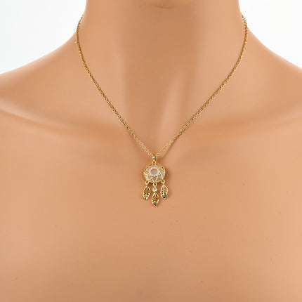 Collar Con Borlas De Perlas De Moda De Acero Inoxidable Con Colgante De Atrapasueños