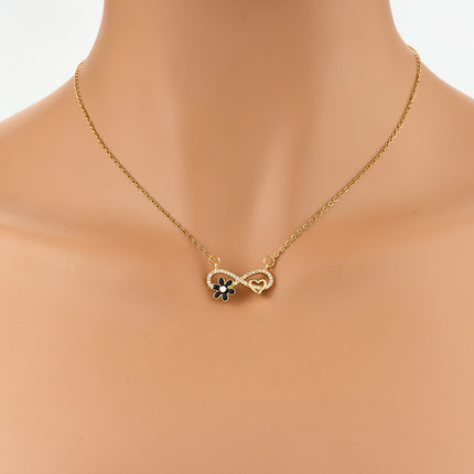 Collar Con Colgante En Forma De 8 De Diamante De Imitación Con Corazón Y Margarita Sencillo