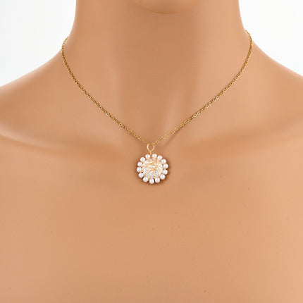 Collar De Acero Inoxidable INS Con Colgante De Moda De Anillo De Perlas Elegante