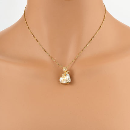 Collar De Moda Con Colgante De Corazón De Diamante De Acero Inoxidable Con Rosa