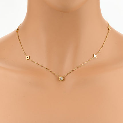 Collar De Cadena De Moda De Acero Inoxidable Con Flores De Cuatro Hojas Clásico