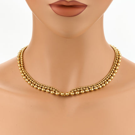 Collar De Cadena De Moda Multicapa De Cuentas Dorado De Lujo Leve De Estilo Neutro