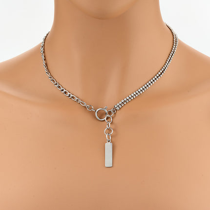 Collar Casual De Acero Inoxidable A La Moda Con Colgante Pequeño Largo Sencillo