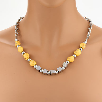 Collar De Acero Inoxidable Con Dados De LUCKY Con Acrílico De Moda Europea Y Americana