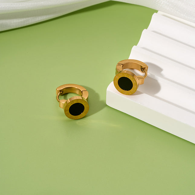 Aretes Chapados En Oro 18K De Aro Con Números Romanos Estilo Elegante