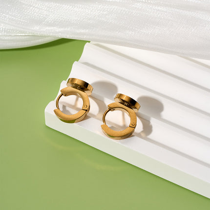 Aretes Chapados En Oro 18K De Aro Con Números Romanos Estilo Elegante
