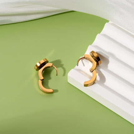 Aretes Chapados En Oro 18K De Aro Con Números Romanos Estilo Elegante