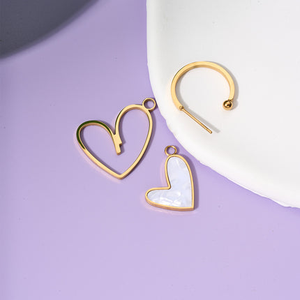 Aretes Largos De Corazón Asimétrico Con Diseño Único En Acero De Titanio