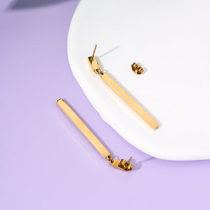 Aretes Largos Acero De Titanio De Zirconias Multicolor Estilo Elegante