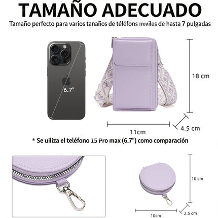 Bolso Cruzado Multifuncional Porta Celular Antirobo para Mujer, Con Mini Bolso Para Mujer