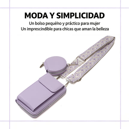 Bolso Cruzado Multifuncional Porta Celular Antirobo para Mujer, Con Mini Bolso Para Mujer